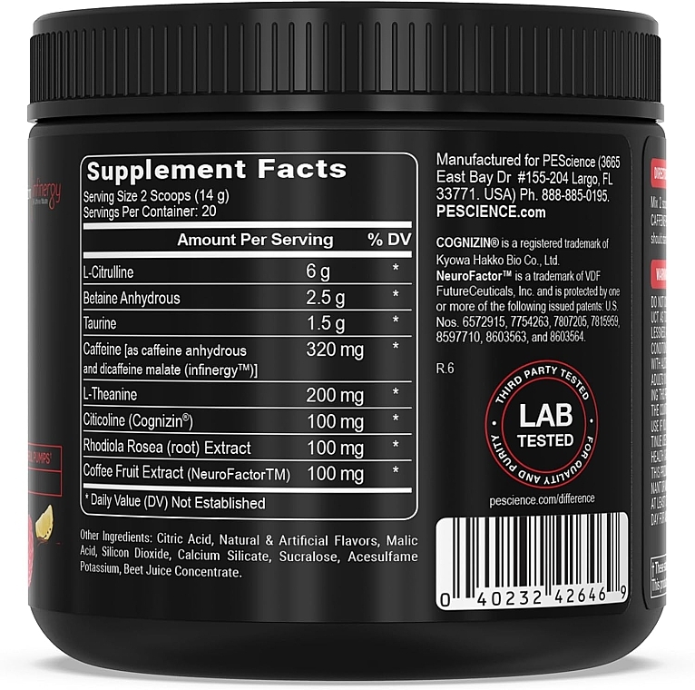 Suplement diety Lemoniada malinowa - PEScience Prolific Raspberry Lemonade Supplement — Zdjęcie N6