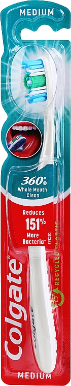 Szczoteczka do zębów, średnia twardość - Colgate Whole Mouth Clean 360 Medium Toothbrush White — Zdjęcie N1