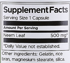 Ziołowy suplement diety Liście Neem - Swanson Neem Leaf 500 mg — Zdjęcie N3