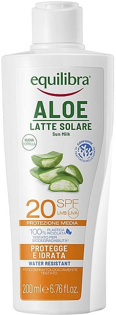 Balsam do ciała chroniący przed słońcem - Equilibra Aloe Sun Milk SPF20 — Zdjęcie N1