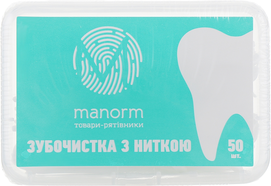 Wykałaczki z nicią dentystyczną o smaku miętowym - Manorm — Zdjęcie N3