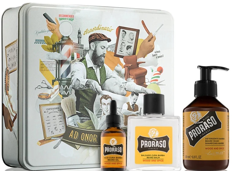 Zestaw - Proraso Wood & Spice Beard Kit (balm 100 ml + shmp 200 ml + oil 30 ml) — Zdjęcie N1