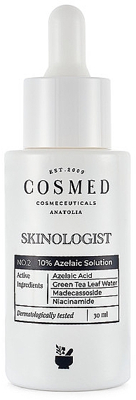 Rozjaśniające i nawilżające serum do twarzy z 10% kwasem azelainowym - Cosmed Skinologist Azelaic Solution — Zdjęcie N1
