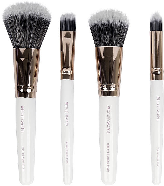 Zestaw pędzli do makijażu - Brushworks White & Gold Travel Makeup Brush Set — Zdjęcie N2