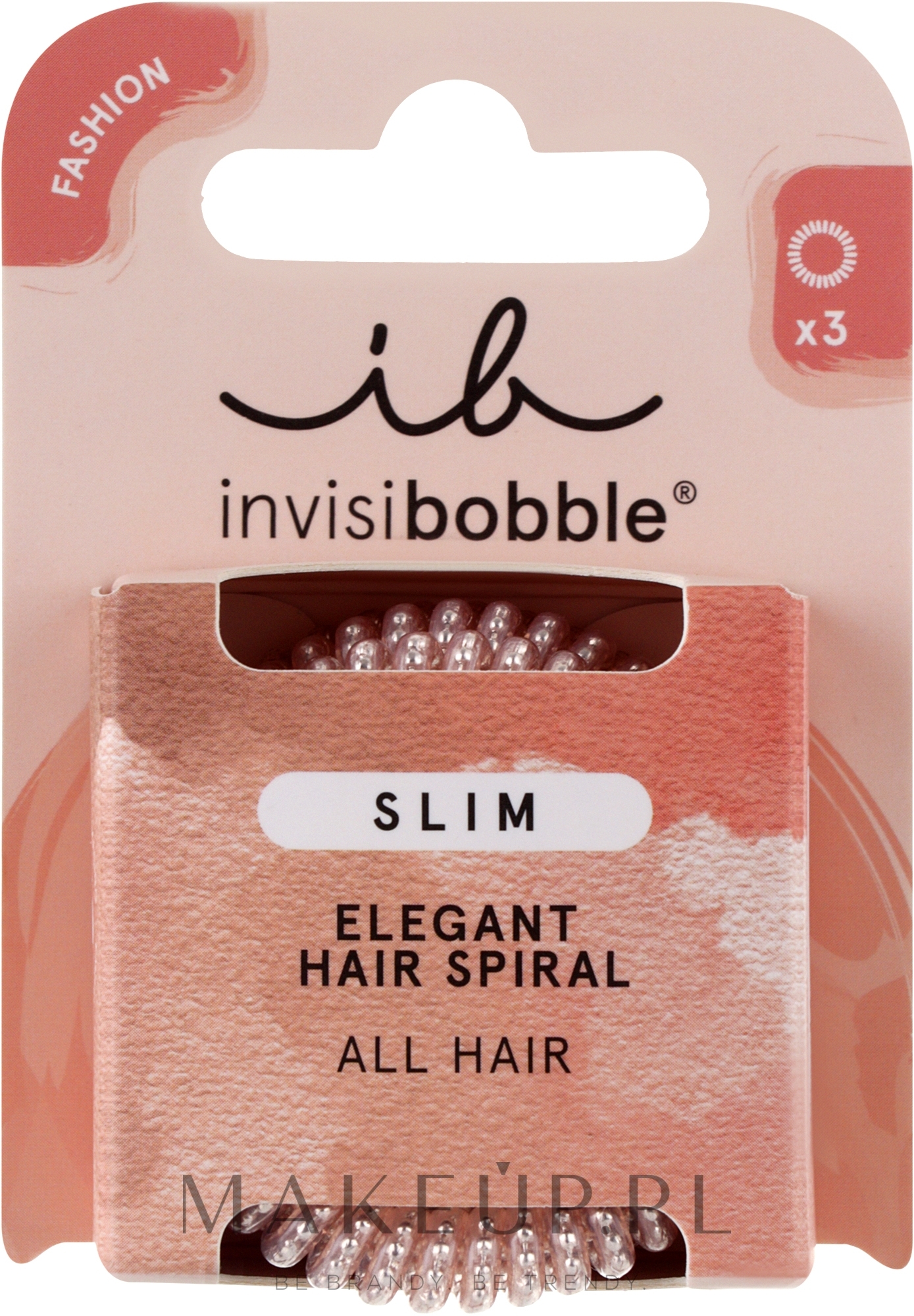 Gumka-bransoletka do włosów - Invisibobble Slim Pink Monocle Elegant Hair Spiral — Zdjęcie 3 szt.