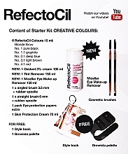 Zestaw do koloryzacji rzęs i brwi - RefectoCil Starter Kit Creative Colours (cr 75 ml + 2 x fluid 100 ml + oxidant 100 ml + 6 x h/color 15 ml + 80 x paper + 5 x brush + palette + disc + bag) — Zdjęcie N3