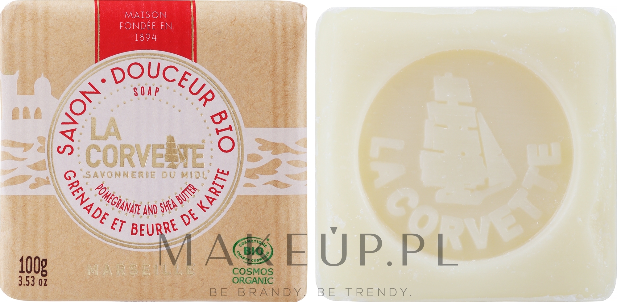 Organiczne mydło w kostce Granat i masło shea - La Corvette Sweet Soap Bio Pomegranate — Zdjęcie 100 g