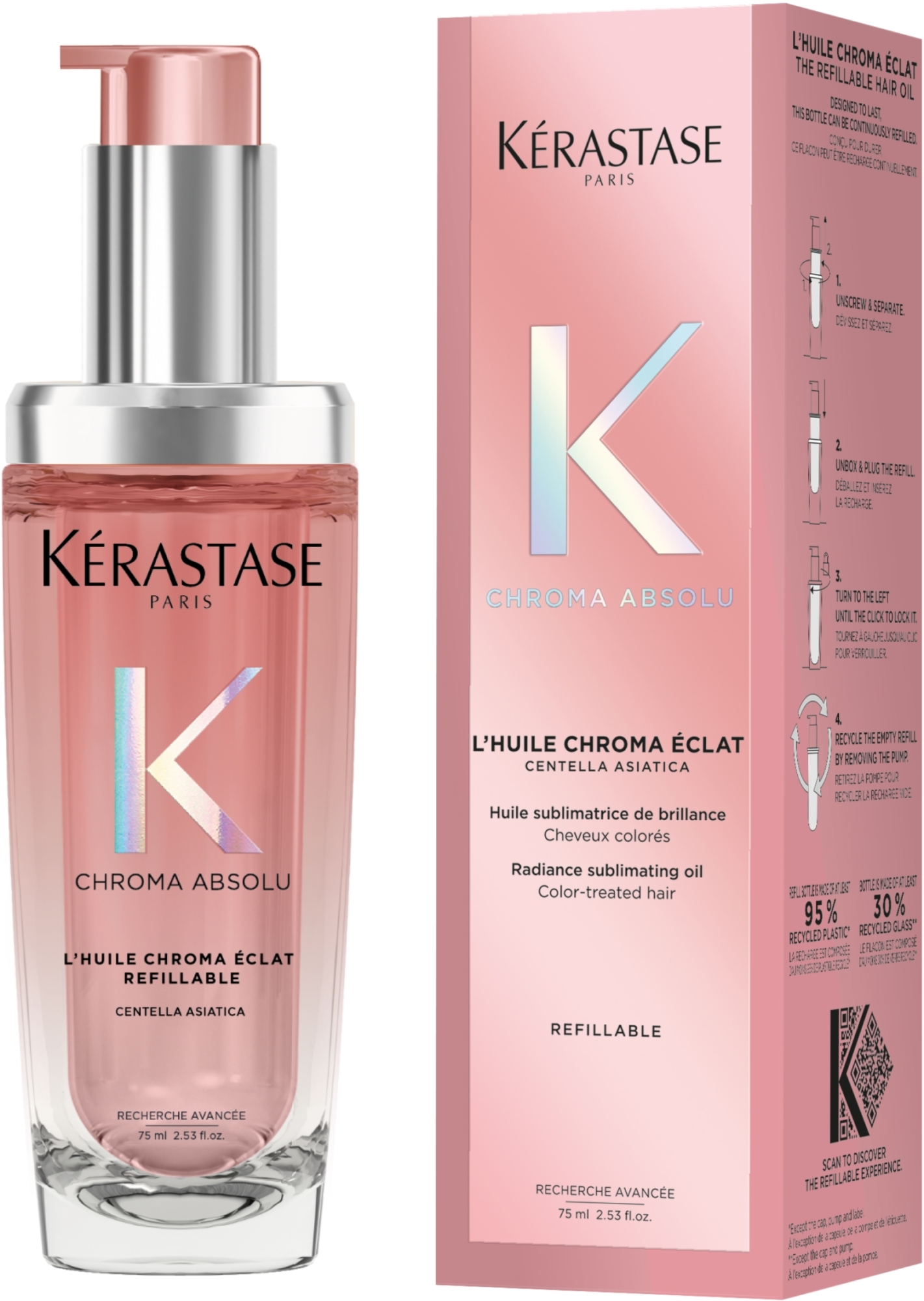 Olejek nabłyszczający do włosów - Kerastase Chroma Absolu Radiance Sublimating Oil Refillable — Zdjęcie 75 ml