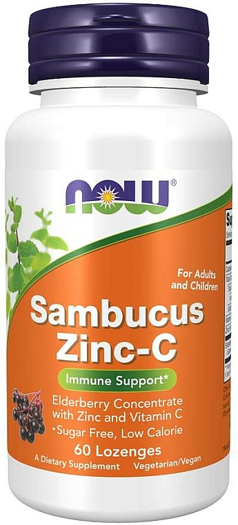 Suplement diety Cynk z witaminą C i czarnym bzem - Now Foods Sambucus Zinc-C — фото N1