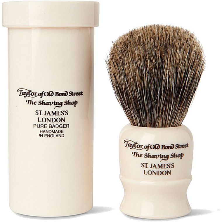 Pędzel do golenia, 8,5 cm z etui podróżnym - Taylor of Old Bond Street Shaving Brush Pure Badger — Zdjęcie N1