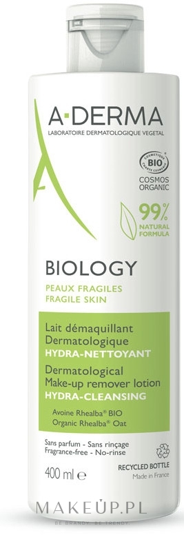 Dermatologiczne mleczko oczyszczające do twarzy - A-Derma Biology Dermatological Cleansing Milk  — Zdjęcie 400 ml
