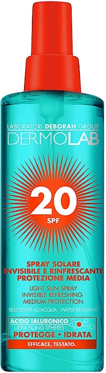 Spray z filtrem przeciwsłonecznym - Deborah Dermolab Light Sun Spray Invisible Refreshing SPF20 — Zdjęcie N1