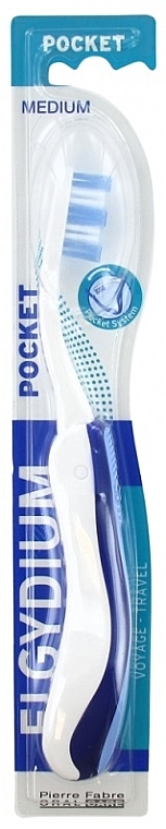 Podróżna szczoteczka do zębów, średnio twarda, niebieska - Elgydium Pocket Medium Toothbrush — Zdjęcie N1