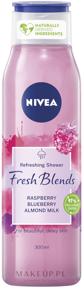 Odświeżający żel pod prysznic Malina, borówka i mleczko migdałowe - NIVEA Fresh Blends Refreshing Shower Raspberry Blueberry Almond Milk — Zdjęcie 300 ml