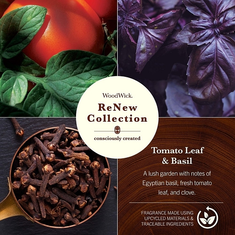 Świeca zapachowa w szklance - Woodwick ReNew Collection Tomato Leaf & Basil Jar Candle — Zdjęcie N3