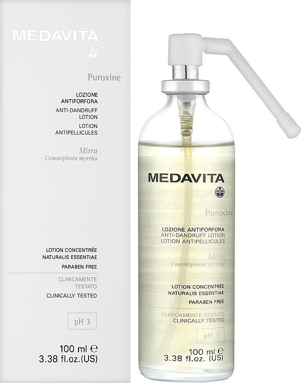 Mleczko oczyszczające przeciw wszelkiego rodzaju łupieżowi - Medavita Puroxine Lotion Anti Dandruff Spray — Zdjęcie N2