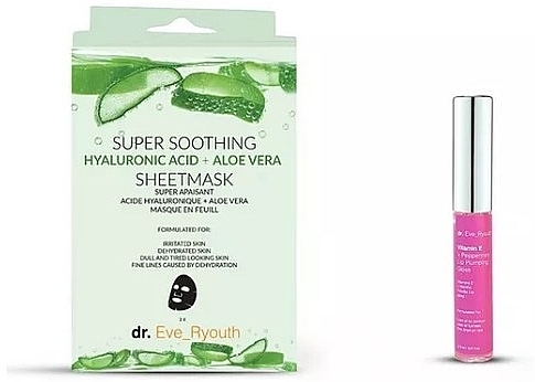Zestaw - Dr. Eve_Ryouth Super Soothing + Vitamin E And Peppermint (f/mask/3pcs+lip/plumps/8ml) — Zdjęcie N1