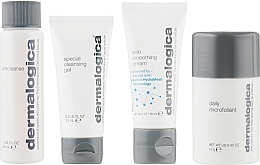 Zestaw - Dermalogica Discover Healthy Skin (oil/30ml + gel/15ml + microfoliant/13g + cr/15ml) — Zdjęcie N2