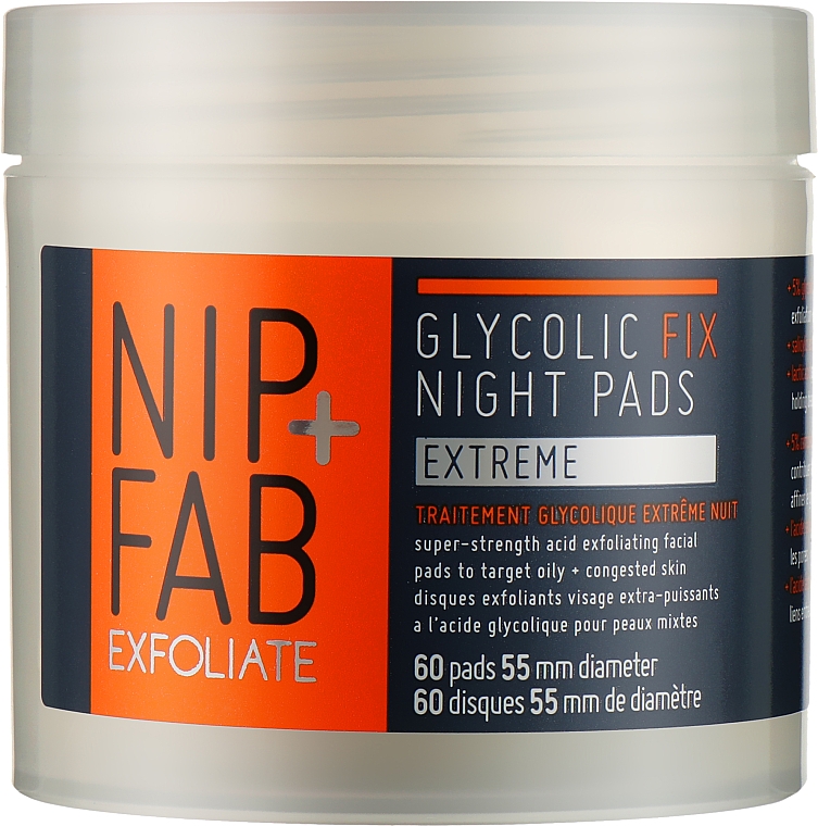 Złuszczające płatki kosmetyczce - NIP + FAB Glycolic Fix Extreme Night Pads  — Zdjęcie N1
