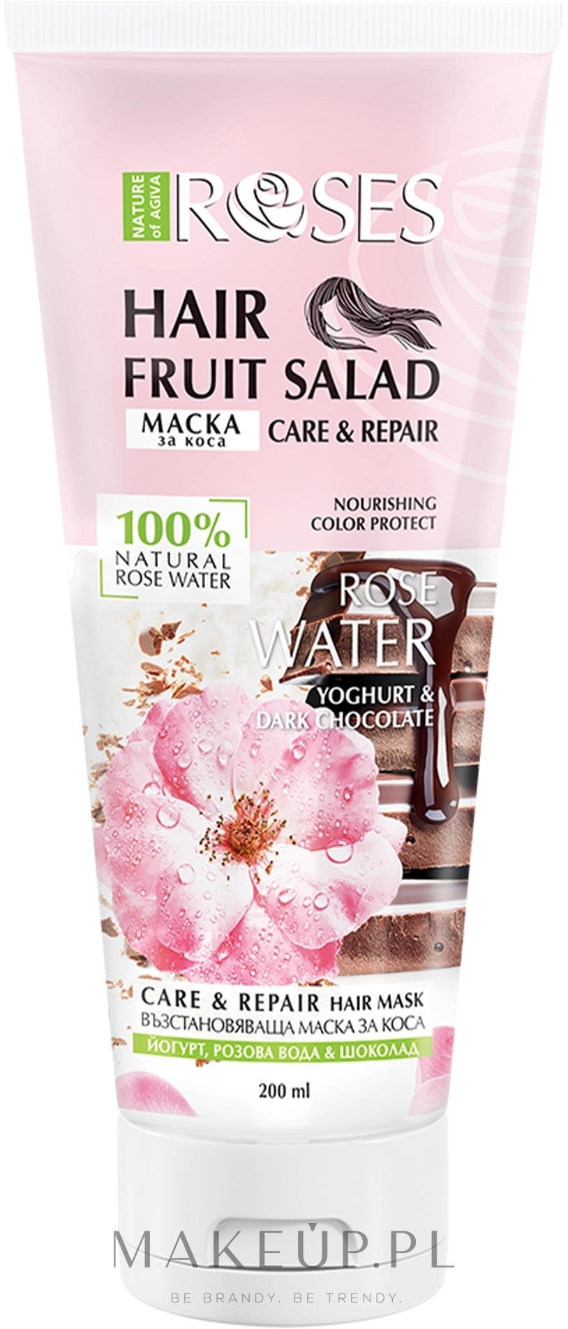 Regenerująca maska do włosów Róża, czekolada i jogurt - Nature of Agiva Roses Hair Fruit Salad Hair Mask — Zdjęcie 200 ml