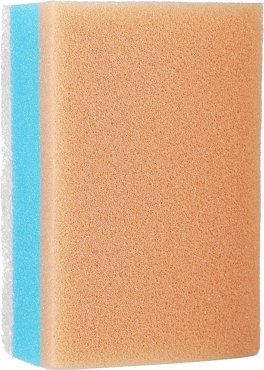 Prostokątna gąbka do kąpieli, niebiesko-biała z pomarańczowymi elementami - Ewimark — Zdjęcie N1