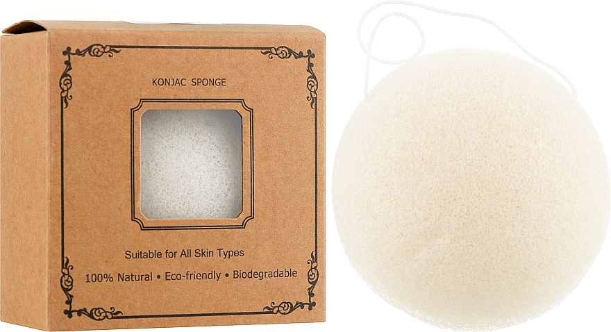 Gąbka do mycia skóry Kraft, biała - Cosmo Shop Konjac Sponge Craft Box — Zdjęcie N2