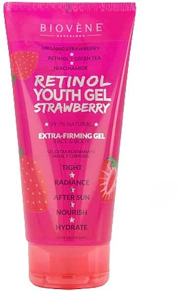 Żel oczyszczający do twarzy i ciała z retinolem - Biovene Retinol Youth Gel Strawberry — Zdjęcie N1