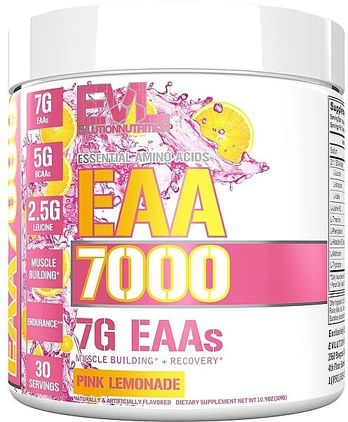 Suplement diety Niezbędne aminokwasy, EAA 7000, o smaku różowej lemoniady - EVLution Nutrition — Zdjęcie N1