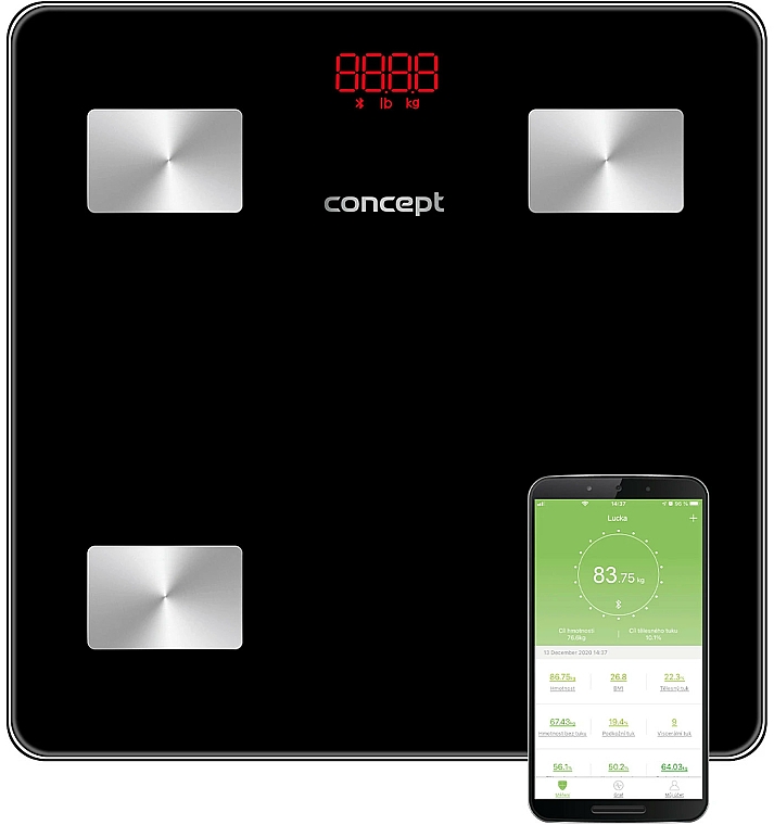 Waga łazienkowa VO4001, czarna - Concept Body Composition Smart Scale — Zdjęcie N3
