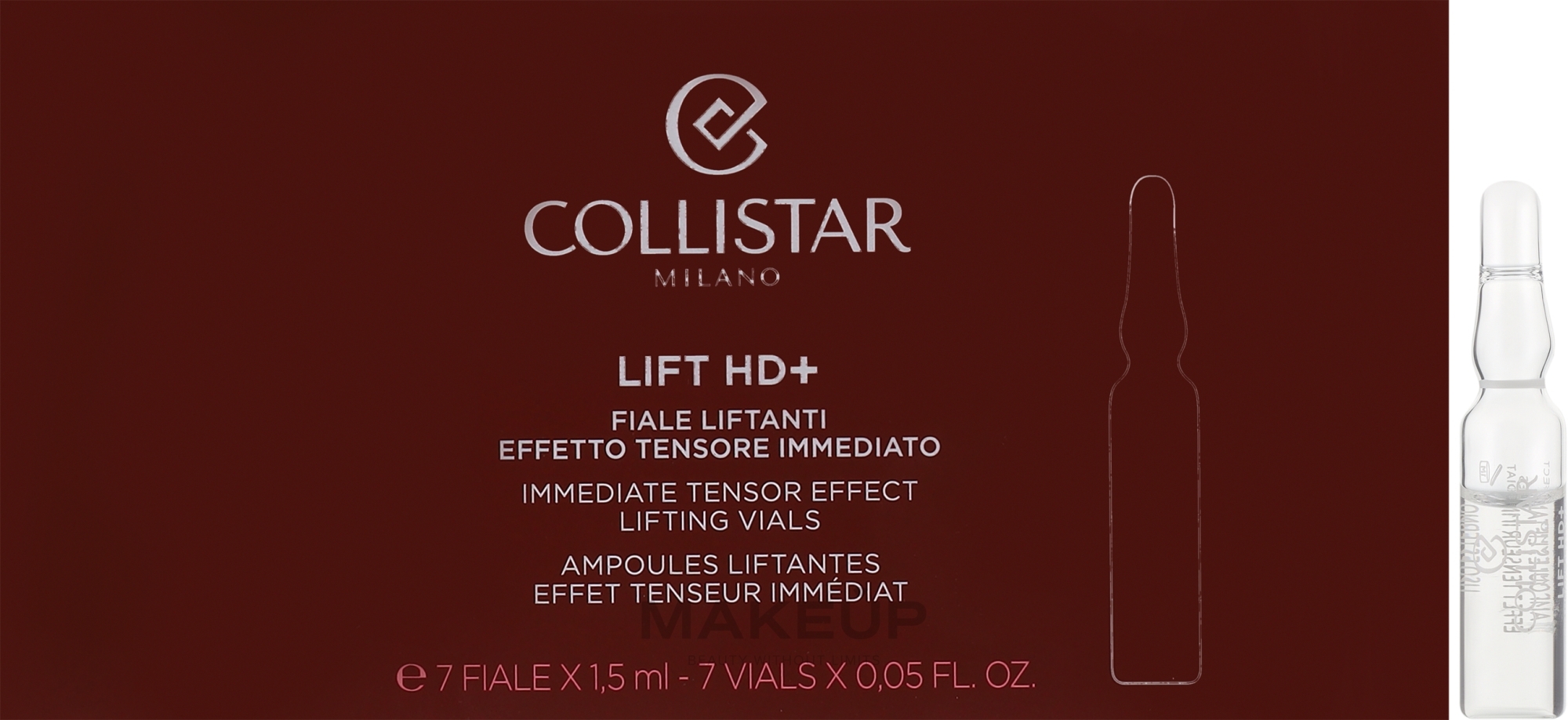Natychmiastowe ampułki liftingujące do twarzy, szyi i dekoltu - Collistar Lift HD+ Immediate Tensor Effect Lifting Vials — Zdjęcie 7 x 1.5 ml