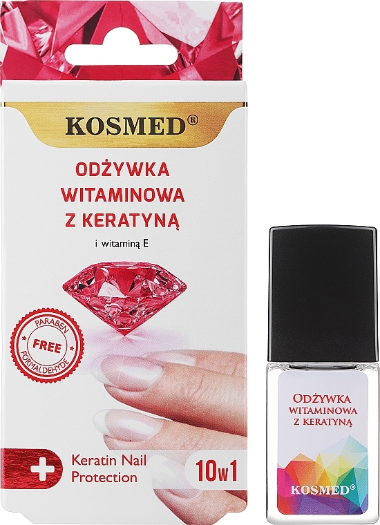 Odżywka witaminowa z keratyną do paznokci - Kosmed Colagen Nail Protection 10in1 — Zdjęcie N2