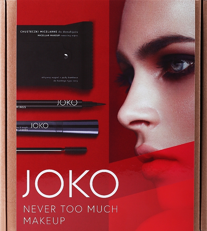 Zestaw - Joko Never Too much Makeup (mascara/9ml + eye/liner/5g + wipes/15pcs)