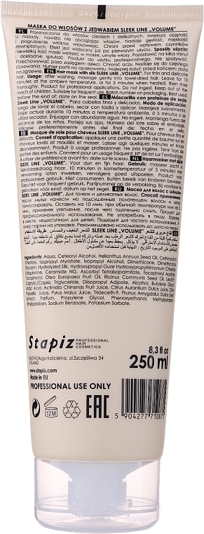 Maska do włosów zwiększająca objętość - Stapiz Sleek Line Repair Volume Mask (tuba) — Zdjęcie N2