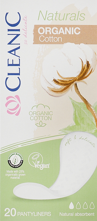 Wkładki higieniczne z bawełny organicznej, 20 szt. - Cleanic Naturals Organic Cotton