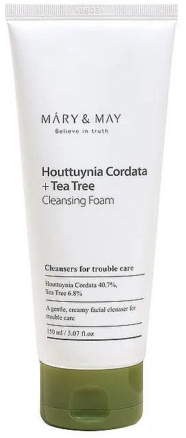 Pianka oczyszczająca do twarzy do skóry problematycznej - Mary & May Houttuynia Cordata+Tea Tree Cleansing Foam