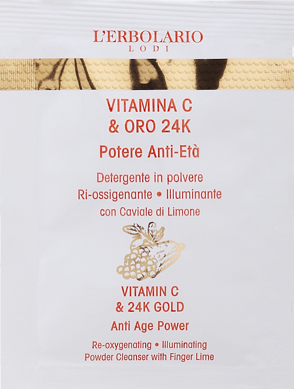 Puder do mycia twarzy z witaminą C i 24-karatowym złotem - L'Erbolario Vitamin C & 24K Gold Anti Age Power (próbka) — Zdjęcie N1