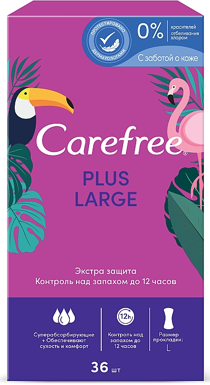 Wkładki higieniczne dla kobiet, 36 szt. - Carefree Large Plus — Zdjęcie N1