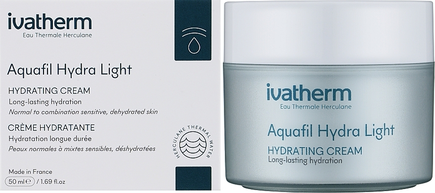 Lekki krem nawilżający do cery normalnej i mieszanej - Ivatherm Aquafil Hydra Light Cream — Zdjęcie N2