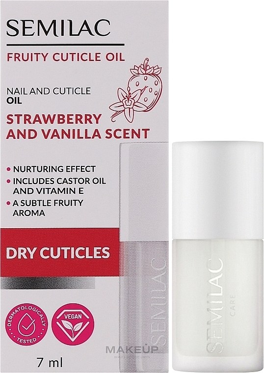 Olejek do skórek Truskawka i wanilia - Semilac Fruity Cuticle Oil Strawberry & Vanilla Scent — Zdjęcie N2