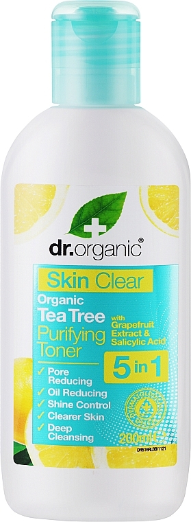 Organiczny tonik oczyszczający z ekstraktem z drzewa herbacianego - Dr Organic Tea Tree Purifying Toner — Zdjęcie N1