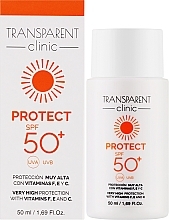 Emulsja przeciwsłoneczna do twarzy - Transparent Clinic Protect SPF50+ — Zdjęcie N2