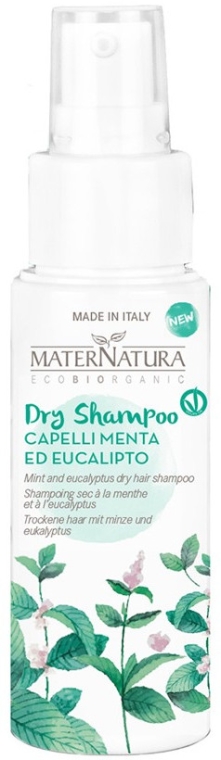 Suchy szampon do włosów Mięta i eukaliptus - MaterNatura Dry Shampoo with Mint & Eucalpytus — Zdjęcie N1