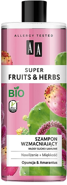 Wzmacniający szampon do włosów suchych i łamliwych Opuncja i amarantus - AA Super Fruits & Herbs