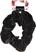 Gumka-scrunchie do włosów, 417617, czarna - Glamour — Zdjęcie N1