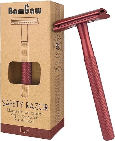 Maszynka do golenia z wymiennymi ostrzami, czerwona - Bambaw Safety Razor  — Zdjęcie N1