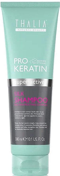 Szampon do odbudowy włosów z keratyną i jedwabiem - Thalia Pro Keratin Silk Shampoo — Zdjęcie N1