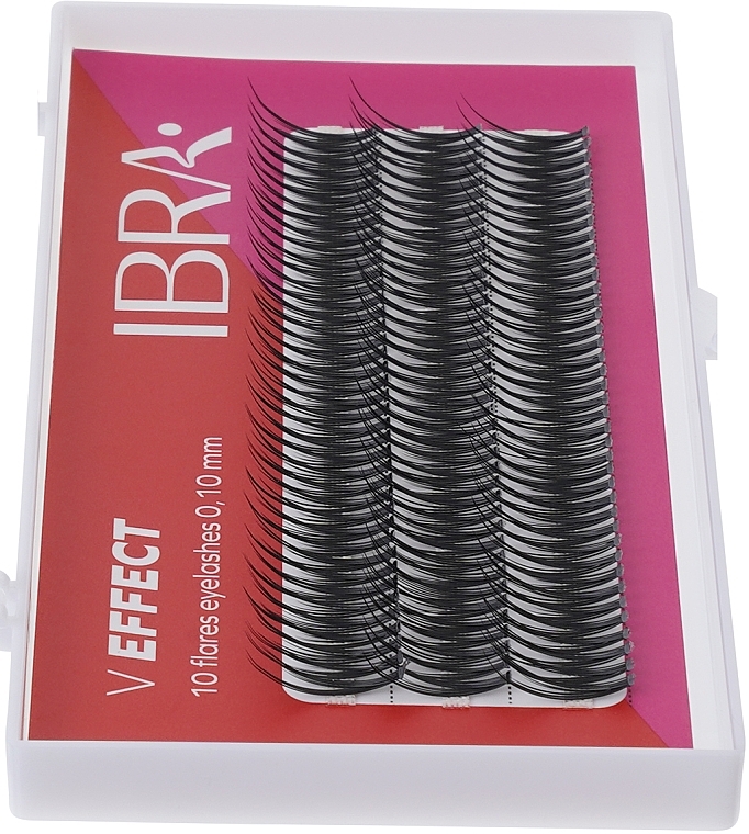 Kępki rzęs Efekt V B 0,10, 14 mm - Ibra 10 Flares Eyelash — Zdjęcie N2