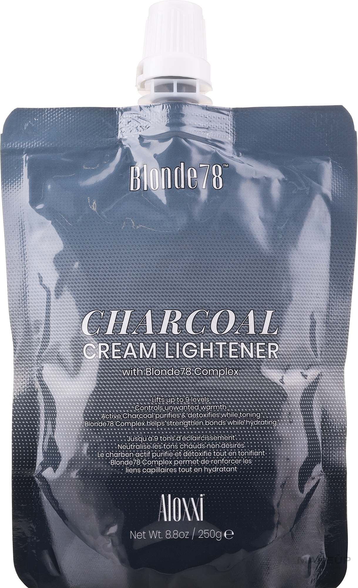 Krem rozjaśniający do włosów z węglem drzewnym - Aloxxi Blonde78 Charcoal Cream Lightener — Zdjęcie 250 g