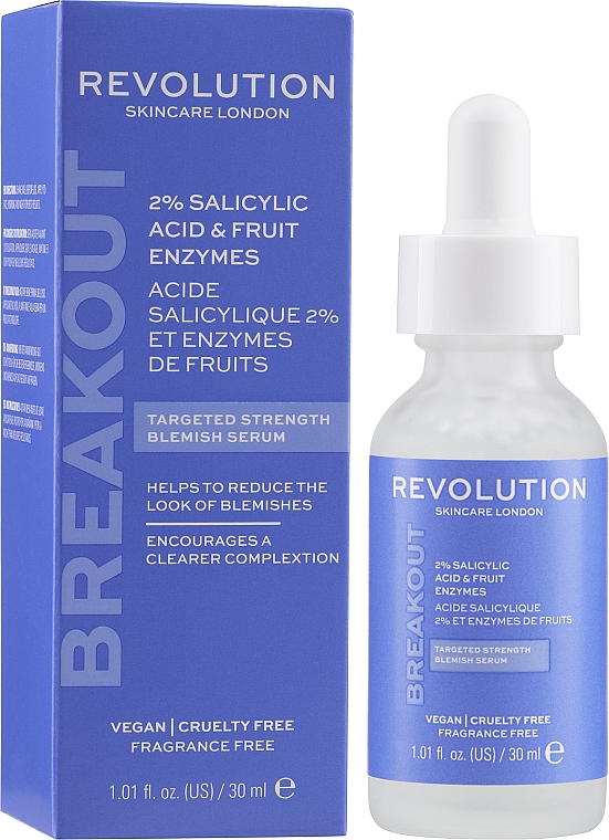 Serum do twarzy z kwasem salicylowym i enzymami owocowymi - Revolution Skincare Serum 2% Salicylic Acid & Fruit Enzymes — Zdjęcie N2