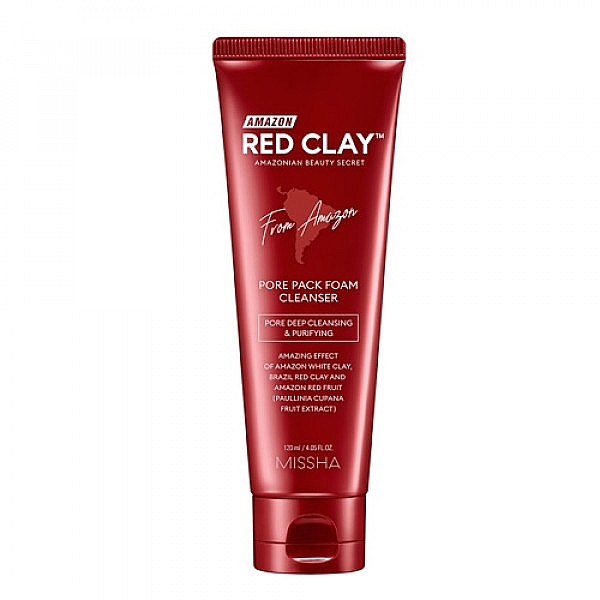 Oczyszczająca pianka do twarzy z czerwoną glinką - Missha Amazon Red Clay Pore Pack Foam Cleanser — Zdjęcie N1